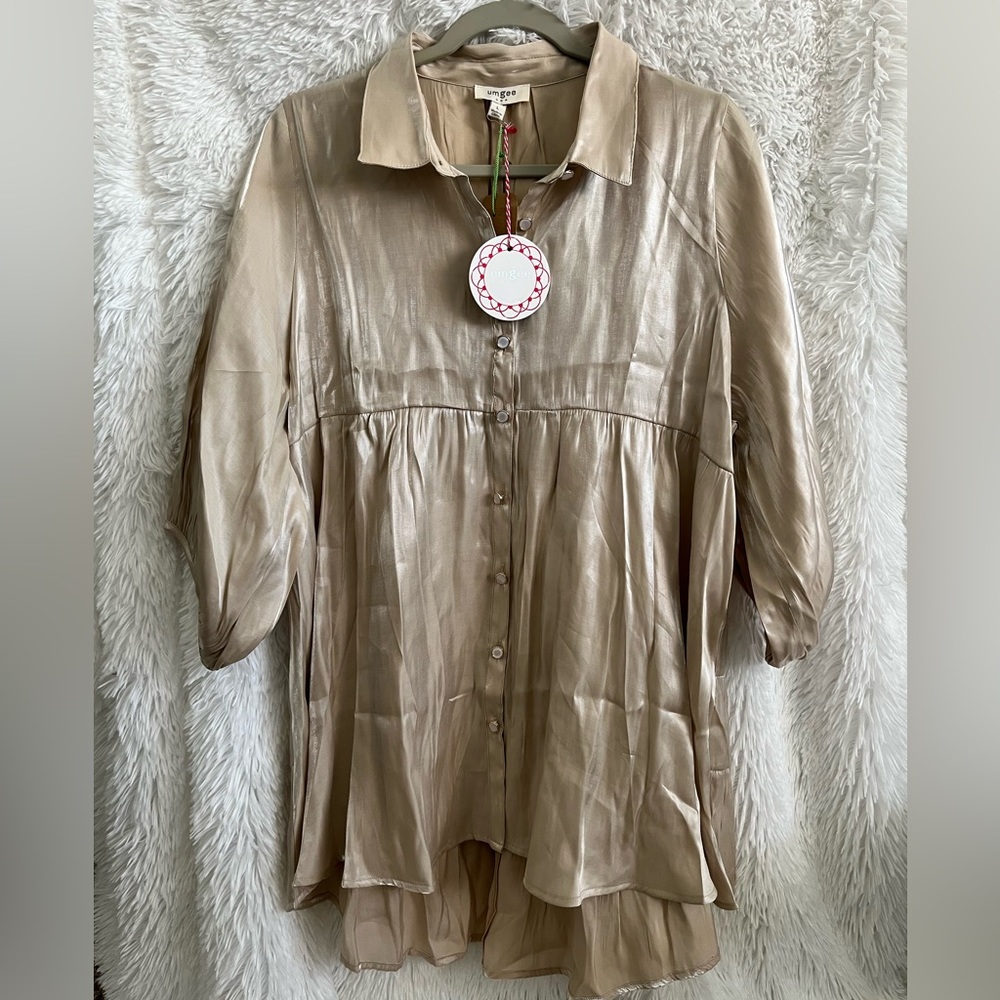Umgee Champagne flowy blouse